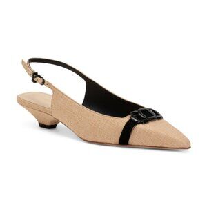 NEW LARROUDE Made In Brazil Franca Micro Heel Slingback Pumps
